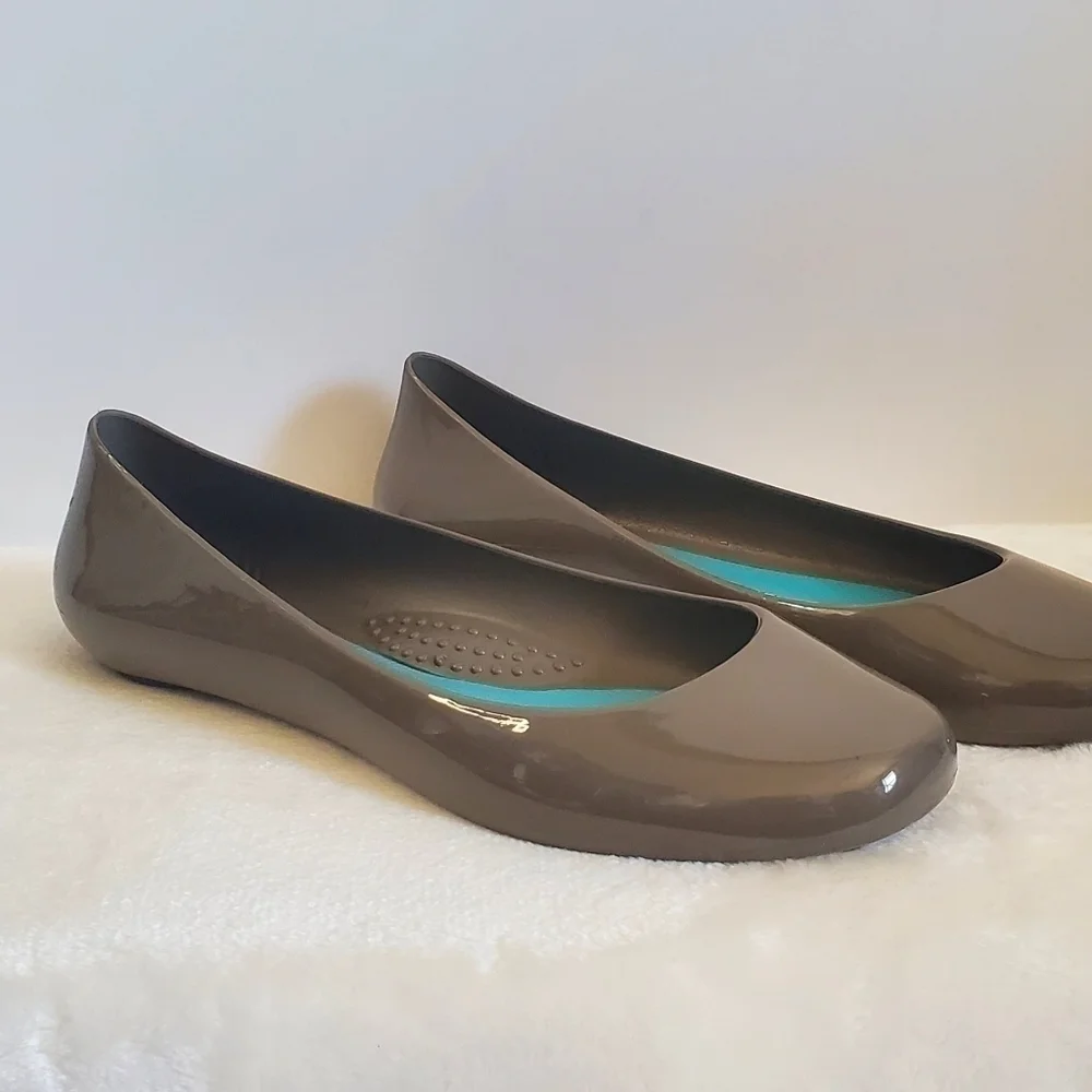 OKA B Taylor Gray Brown Jelly Rubber Ballet Slip On Flats Size US 8 EU 38